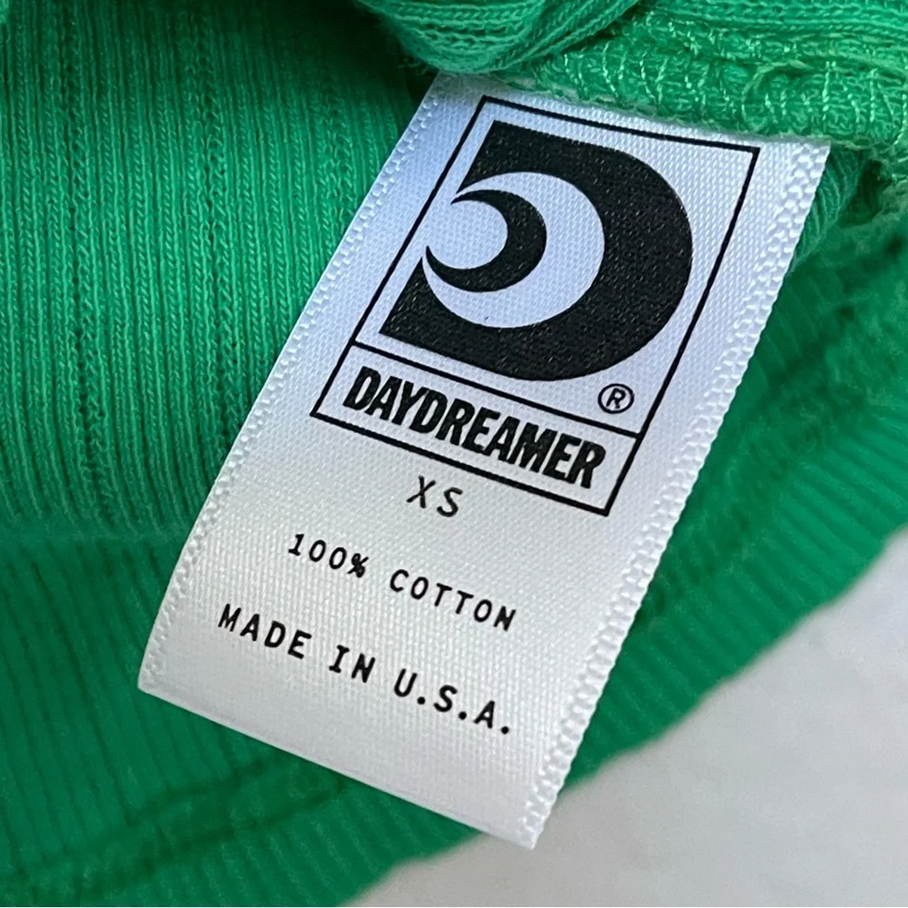 Daydreamer Solid Pointelle Henley in Lucky Green Size XS
